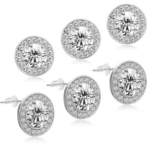 KFHENSOMR 3 أزواج من أقراط حجر الراين للرقص على شكل حجر أكريليك دائري داخل الأذن الكريستالية أقراط للنساء في المسابقات والأداء المسرحي لحفلات الزفاف (فضي، 18 مم) in Kuwait