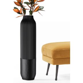 Rocendlor Tall Floor Vase, 23.6 inches (60cm) Tall Vases Sturdy, Luxury, Textured for Decorative Branches Dried Flowers, Floor Vase for Rustic, Living Room, Shelf Decor, Resin Black in Saudi Arabia