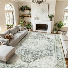 Kitogna 5x8 Area Rugs for Living Room, Washable Rug for Bedroom, Vintage Foldable Soft Rugs for Under Table & Bedroom, Anti-Slip with Low Pile for Dining Room Easy to Store in Saudi Arabia