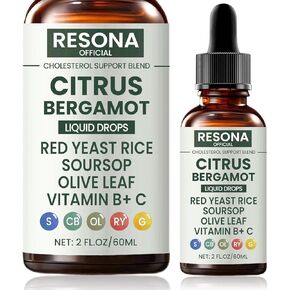 Resona Official Red Yeast Rice Cleanse, Citrus Bergamot Red Yeast Rice, Cholesterol Support Blend with Citrus Bergamot, Soursop, Olive Leaf & Vitamin B+C - 2OZ (1) in Saudi Arabia