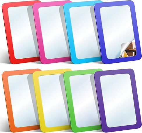15 Pcs Small Mirrors for Kids 6 x 4 Inch Unbreakable Shatterproof Mirror for Crafts Square Round Corners Double Sided Preschool Facial Expression Classroom Mirror DIY Crafts ( 5 Bright Colors) in Kuwait