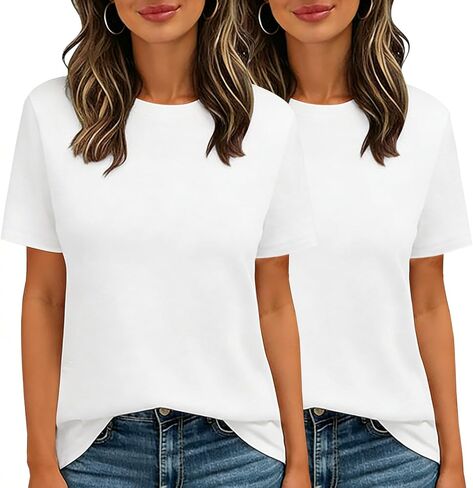 تي شيرت LOOKFACE مكون من قطعتين تي شيرت نسائي أساسي صيفي 2026 بأكمام قصيرة تي شيرت مريح غير رسمي للعطلات in Kuwait