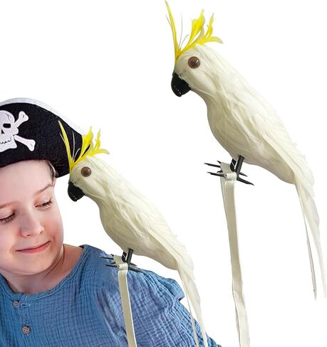 Pirate Parrot on Shoulder Life Size Foam Feather Parrot Macaw Birds for Decoration Costume Shoulder Ornament Modern Home Garden Party Decor (Red Yellow Style 1) in Saudi Arabia