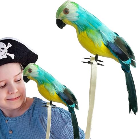 Pirate Parrot on Shoulder Life Size Foam Feather Parrot Macaw Birds for Decoration Costume Shoulder Ornament Modern Home Garden Party Decor (Red Yellow Style 1) in Saudi Arabia