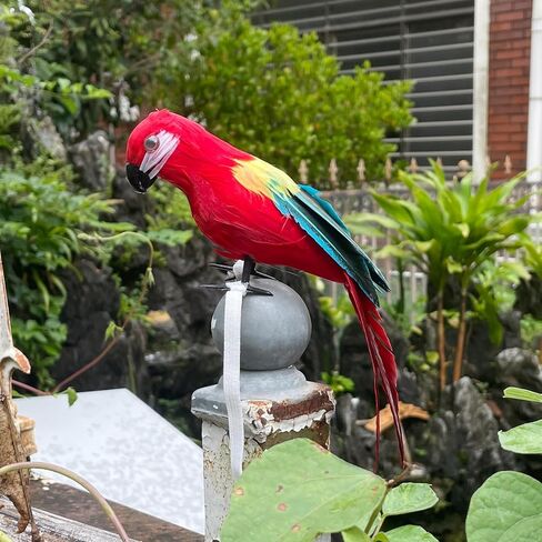 Pirate Parrot on Shoulder Life Size Foam Feather Parrot Macaw Birds for Decoration Costume Shoulder Ornament Modern Home Garden Party Decor (Red Yellow Style 1) in Saudi Arabia