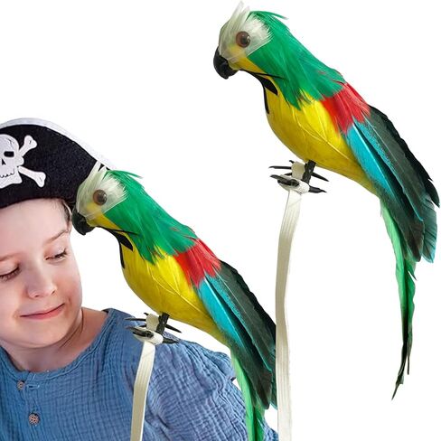 Pirate Parrot on Shoulder Life Size Foam Feather Parrot Macaw Birds for Decoration Costume Shoulder Ornament Modern Home Garden Party Decor (Red Yellow Style 1) in Saudi Arabia