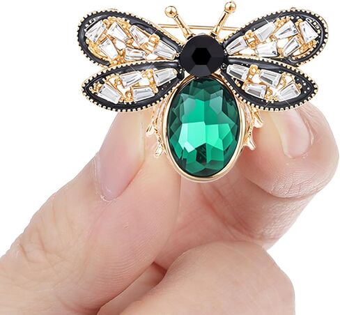 Mabor Colorful Rhinestone Crystal Bee Brooch Pin Vintage Bee Lapel Pin for Women Retro Cute Insect Animal Collar Pin Jewelry Gift for Women Clothing Accessories in Saudi Arabia