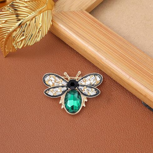 Mabor Colorful Rhinestone Crystal Bee Brooch Pin Vintage Bee Lapel Pin for Women Retro Cute Insect Animal Collar Pin Jewelry Gift for Women Clothing Accessories in Saudi Arabia