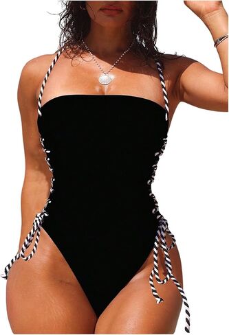 Milumia Women's Sexy Lace Up One Piece Swimsuit Criss Cross Backless Bathing Suits Swimwear in Saudi Arabia