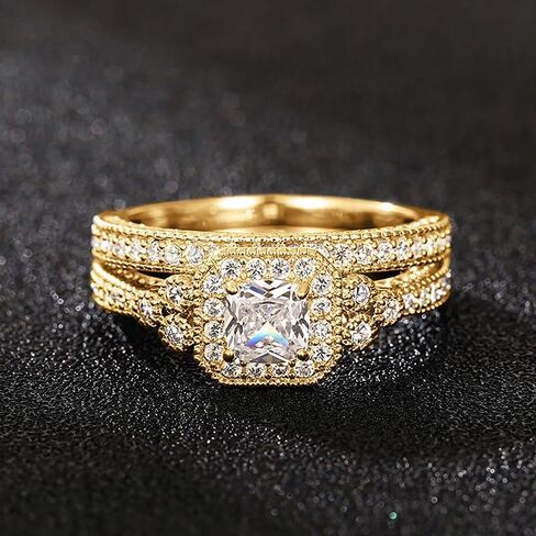 A Set of Inlaid Zirconia Couple Rings for Women Exquisite Light Luxury Rings Daily Life Dating Decor For Prom Party in Saudi Arabia