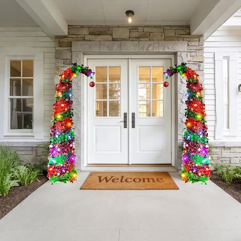 5Ft Collapsible Tinsel Pencil Tree with 50 LED Lights, Easy-Assembly Skinny Tree for Home Apartment Birthday Anniversary Graduation Party Decorations in Kuwait