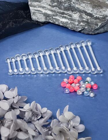 حلقات الحلمة البلاستيكية من Dyknasz للجراحة واضحة المجوهرات الصناعية الثقب 14G حلقات اللسان البلاستيكية الطويلة الحمل الثقوب الحلمة للنساء طول شريط 14/16/12/22/22/32/35/38MM in Saudi Arabia