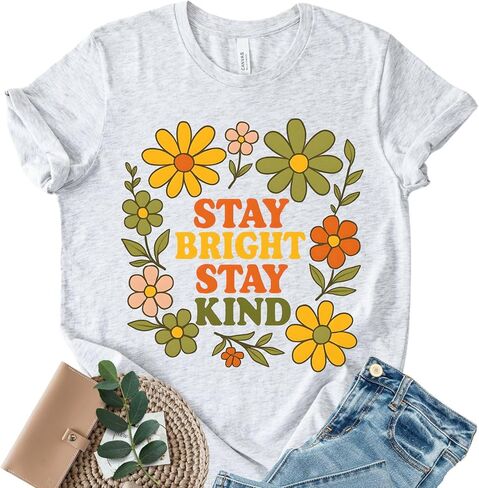 Positive Message Shirt with Colorful Daisy Flowers Retro Style Uplifting Quote T-Shirt Gift Idea in Saudi Arabia