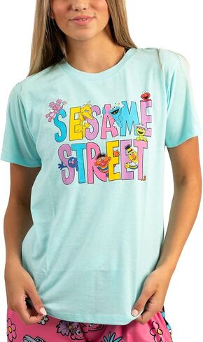 Sesame Street Adult Juniors Sleepwear Set with Short Sleeve Tee and Sleep Pants in Saudi Arabia