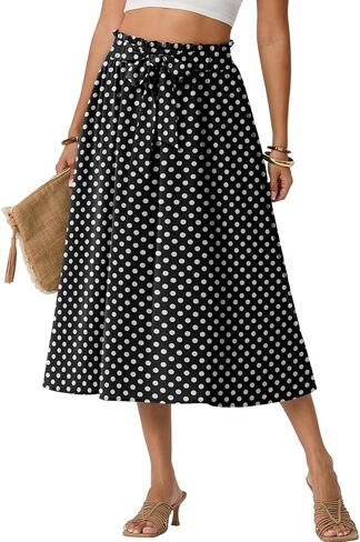 Lepunuo Skirts for Women High Waisted Flowy Summer Midi Knee Length Long Skirt Beach Vacation with Pockets in Saudi Arabia