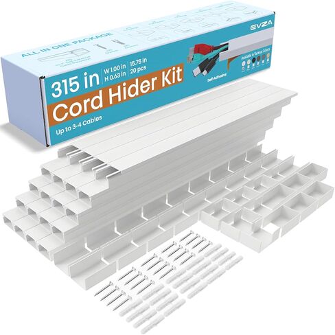 Brown Cord Cover Wire Hider - 315in One-Cord Channel, Cord Cover on Wall, Cable Hiders for TV on Wall, Cable Concealer for Extension Cord, Electrical Cable Raceway Kit, Wire Conduit, Wire Molding in Kuwait