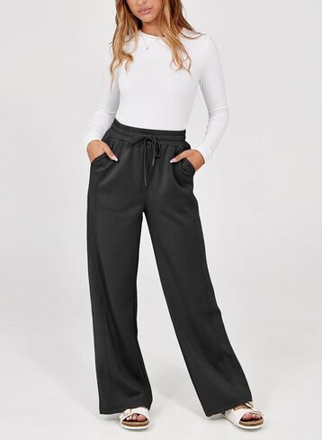 Casual Women's Scuba Drawstring Elastic Waistband Solid Color Sweatpants in Saudi Arabia