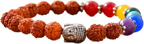 5 Mukhi Rudraksha Bracelet Suitable For Yoga, Meditation 5 Face Nepali Panchmukhi Rudraksh Natural Healing Round Bead Stretchable Elastic Bracelet Daily Fashion Wear Men & Women (8.5 Mm) in Kuwait