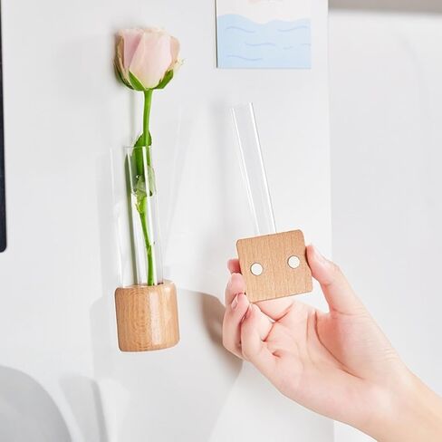 Magnetic Refrigerator Vase with Test Tube Design, Wall Mounted Plant Holder for Hydroponic Herbs & Flowers, Decorative Fridge Accessory for Kitchen Home in Saudi Arabia