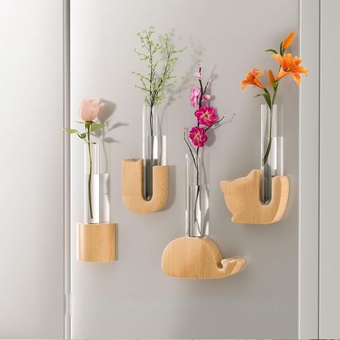 Magnetic Refrigerator Vase with Test Tube Design, Wall Mounted Plant Holder for Hydroponic Herbs & Flowers, Decorative Fridge Accessory for Kitchen Home in Saudi Arabia