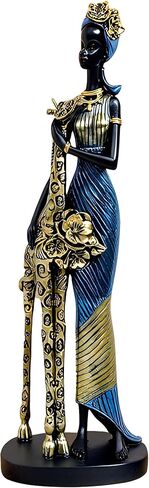 OGANGART African Cheetah Statues,9.6" Animal Leopard Lady Figure Sculptures for Home Decorations/Living Room/Coffee Table/Shelves Figurines/Art Ornaments/Housewarming Decor in Saudi Arabia