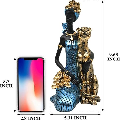 OGANGART African Cheetah Statues,9.6" Animal Leopard Lady Figure Sculptures for Home Decorations/Living Room/Coffee Table/Shelves Figurines/Art Ornaments/Housewarming Decor in Saudi Arabia