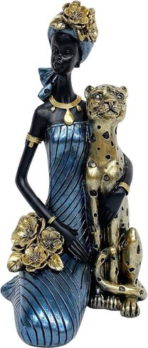 OGANGART African Cheetah Statues,9.6" Animal Leopard Lady Figure Sculptures for Home Decorations/Living Room/Coffee Table/Shelves Figurines/Art Ornaments/Housewarming Decor in Saudi Arabia