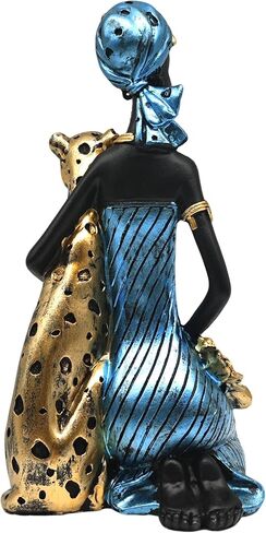 OGANGART African Cheetah Statues,9.6" Animal Leopard Lady Figure Sculptures for Home Decorations/Living Room/Coffee Table/Shelves Figurines/Art Ornaments/Housewarming Decor in Saudi Arabia