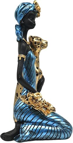 OGANGART African Cheetah Statues,9.6" Animal Leopard Lady Figure Sculptures for Home Decorations/Living Room/Coffee Table/Shelves Figurines/Art Ornaments/Housewarming Decor in Saudi Arabia