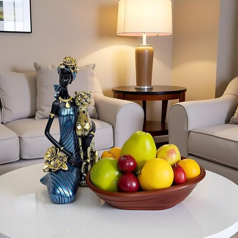 OGANGART African Cheetah Statues,9.6" Animal Leopard Lady Figure Sculptures for Home Decorations/Living Room/Coffee Table/Shelves Figurines/Art Ornaments/Housewarming Decor in Saudi Arabia