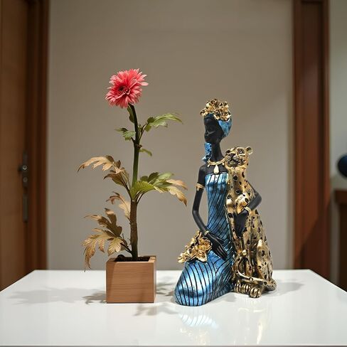 OGANGART African Cheetah Statues,9.6" Animal Leopard Lady Figure Sculptures for Home Decorations/Living Room/Coffee Table/Shelves Figurines/Art Ornaments/Housewarming Decor in Saudi Arabia