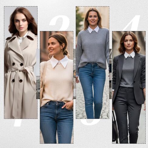Detachable Fake Collar White Collar Shirt for Women - Elegant Faux Collars with Pointed Design in Saudi Arabia