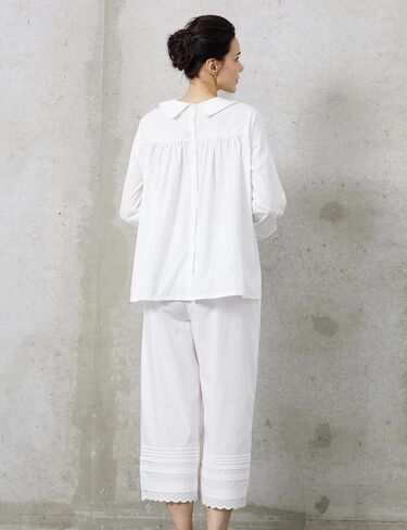 BEAUZSUZSANA Victorian Blouse with Back Buttons Puffy Sleeve Peter Pan Collar Shirt 100% Cotton White S-2XL in Saudi Arabia