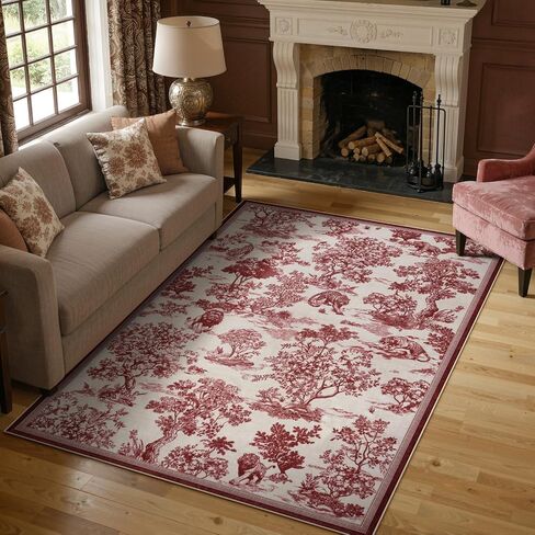 LIVEBOX 8x10 Area Rugs for Living Room, Washable Black and White Rug for Bedroom Dining Room Nursery Room, Soft Low Pile Non Slip, Vintage Animal Jungle Print Carpet Home Décor in Saudi Arabia