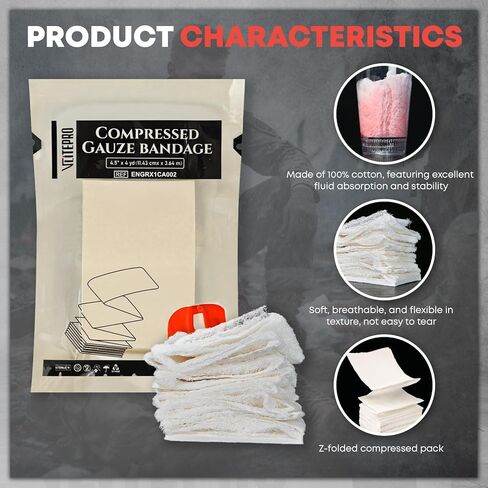 4 قطع من الشاش المضغوط المعقم المطوي على شكل حرف Z، مقاس 4.5 بوصة × 4.1 بوصة - وسادة شاش طبية قطن 100% لتضميد الجروح في حالات الطوارئ، وإيقاف النزيف، ومجموعة الصدمات، وإعادة تعبئة مجموعة الإسعافات الأولية (4 قطع) in Kuwait