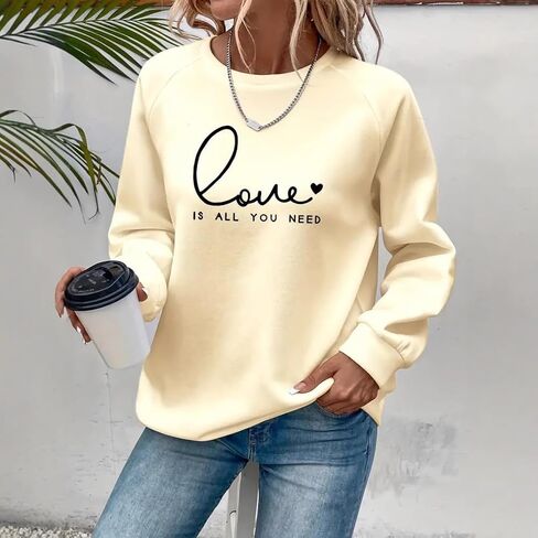Womens Crew Neck Sweatshirt Love Like Jesus Sweatshirt Long Oversized Sweater For Women in Saudi Arabia