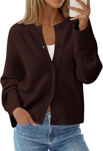 KIRUNDO Cardigan Sweaters for Women Fall Trendy Long Sleeve Chunky Knit Button Up Oversized Winter Jacket Casual Outwear in Saudi Arabia