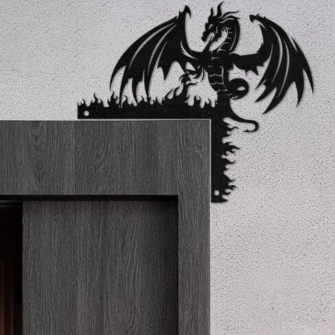 Evil Dragon Door Corner Metal Decor Signs,Dragon Metal Sign,Personalized Dragon Door Signs Gift,Black Dragon Metal Wall Art,Dragon Window Decor,Door Frame Cabinet Corner decor (Style B, 20cm / 7.87"（SMALL SIZE）) in Saudi Arabia