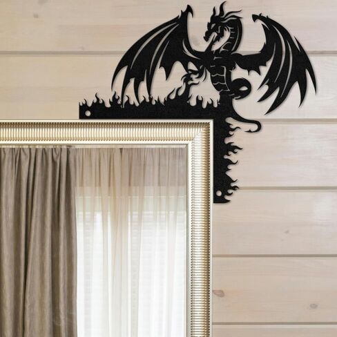 Evil Dragon Door Corner Metal Decor Signs,Dragon Metal Sign,Personalized Dragon Door Signs Gift,Black Dragon Metal Wall Art,Dragon Window Decor,Door Frame Cabinet Corner decor (Style B, 20cm / 7.87"（SMALL SIZE）) in Saudi Arabia