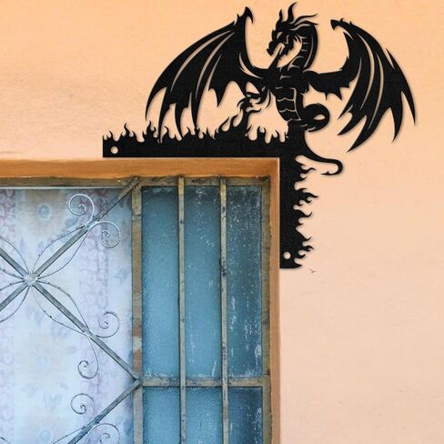Evil Dragon Door Corner Metal Decor Signs,Dragon Metal Sign,Personalized Dragon Door Signs Gift,Black Dragon Metal Wall Art,Dragon Window Decor,Door Frame Cabinet Corner decor (Style B, 20cm / 7.87"（SMALL SIZE）) in Saudi Arabia