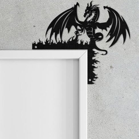Evil Dragon Door Corner Metal Decor Signs,Dragon Metal Sign,Personalized Dragon Door Signs Gift,Black Dragon Metal Wall Art,Dragon Window Decor,Door Frame Cabinet Corner decor (Style B, 20cm / 7.87"（SMALL SIZE）) in Saudi Arabia