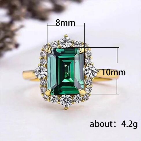 Golden Color Bright Green Zirconia Rings for Women Fashion Luxury Engagement Accessories in Saudi Arabia