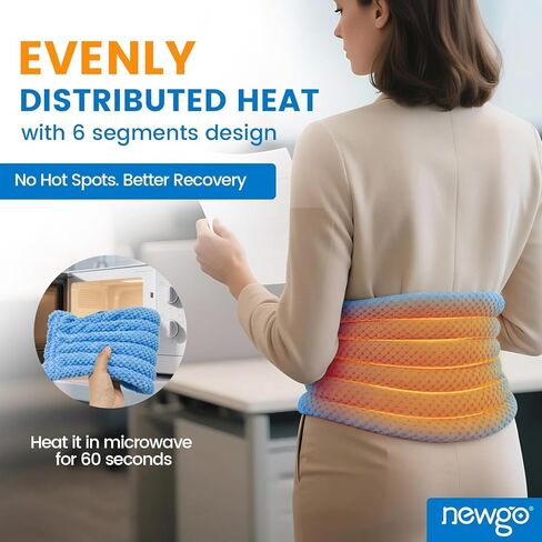 NEWGO Microwavable Heating Pad for Back Pain Relief, Moist Heat Therapy Back Wrap for Waist, Lower Lumbar, Stomach and Shoulder, Warm Compress Pack for Muscle Spasms Sore, Slipped Discs in Saudi Arabia