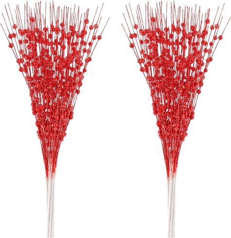 N&T NIETING 10 Pack Artificial Glitter Berry Stem Ornaments 15.7 Inchs Christmas Tree Picks, Christmas Home Decor Wreath Winter Décor Fireplace Holiday Crafts Berries Decoration in Saudi Arabia
