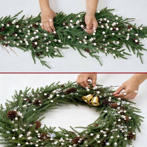 WSTPUPU Winter Decorations 24 Pcs Artificial Berry Stems 17inch White Berry Picks for Christmas Holiday Flower Arrangements Home Centerpieces DIY Ornaments in Saudi Arabia