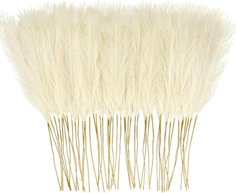 20 PCS Pampas Grass, 17in Pampas Grass Decor, Artificial Pompas Wall Decor for Vase Bedroom Table Wedding Party Birthday Showers in Saudi Arabia
