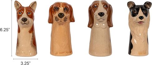 Creative Co-Op 4-Piece Hand-Painted Stoneware Dog Head Vase, Multicolor in Saudi Arabia