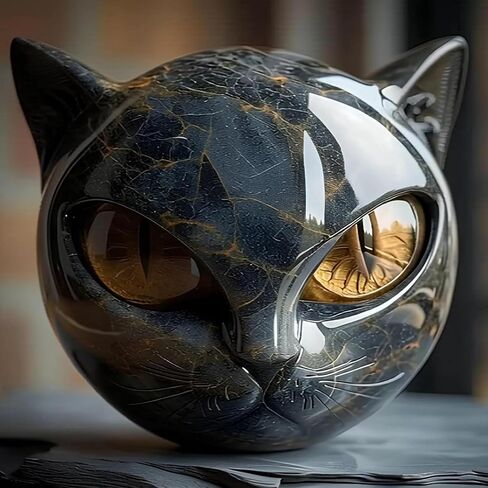 Luxury Black Cat Sculpture – Elegant Home Décor & Gift-Ready Art Piece, Hand-Carved Crystals and Healing Carved, for Cat Lovers in Saudi Arabia