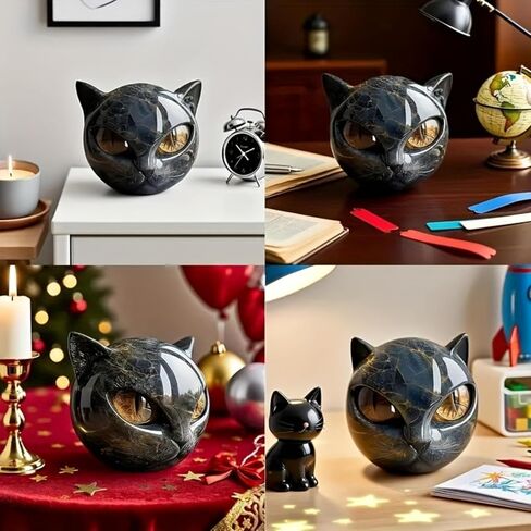 Luxury Black Cat Sculpture – Elegant Home Décor & Gift-Ready Art Piece, Hand-Carved Crystals and Healing Carved, for Cat Lovers in Saudi Arabia