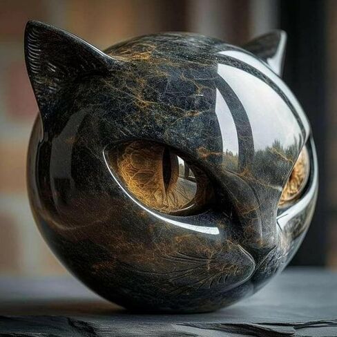 Luxury Black Cat Sculpture – Elegant Home Décor & Gift-Ready Art Piece, Hand-Carved Crystals and Healing Carved, for Cat Lovers in Saudi Arabia